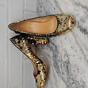 J. Crew Collection  holiday two tone  gold Etta Sequin Pumps 7.5